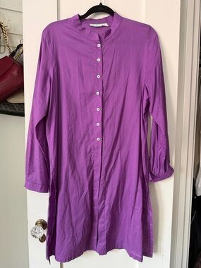 Women's 100% cotton  Purple Longline Button-Front Tunic small